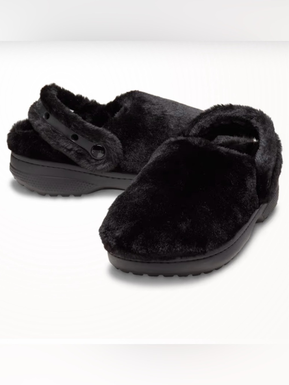 CROCS Classic Unfurgettable Clog Black Plush Fuzz Lined Clog